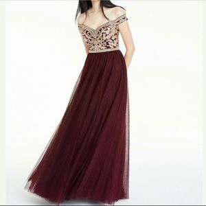 Juniors' Embellished Off-The-Shoulder Gown